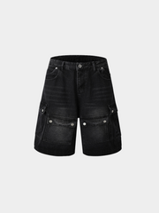 BaseStove - Men's Multi-Pocket Denim Shorts