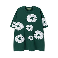 Denim Tears Cotton Wreath Graphic T-Shirt - Dark Green / Oversized Streetwear