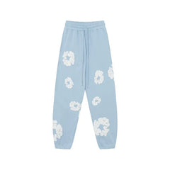 Denim Tears Cotton Wreath Graphic Sweatpants - Light Blue / Relaxed Streetwear Fit