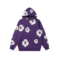 Denim Tears Cotton Wreath Graphic Hoodie - Purple / Relaxed Streetwear Fit
