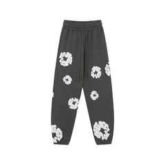 Denim Tears Cotton Wreath Graphic Sweatpants - Charcoal Grey / Relaxed Streetwear Fit