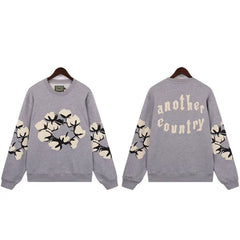 "Denim Tears" Another Country Cotton Wreath Oversized Grey Sweatshirt