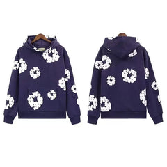"Denim Tears" Purple Floral Pattern Full-Zip Hoodie