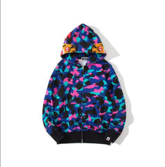 Foreign Trade Cross border Europe and America 2023 Hot Selling BAPE Shark Head Ape Head Hoodie 3D Hoodie Full Cap Zipper Hoodie (34)