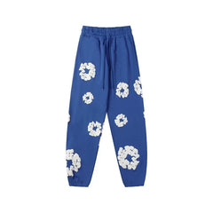 Denim Tears Cotton Wreath Graphic Sweatpants - Royal Blue / Relaxed Streetwear Fit