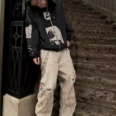 ERD's melancholic rich second generation doing old, destroying, mud dyeing, comic stickers, Kaha, American style logging, warehouse workwear, striped pants