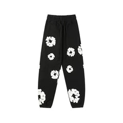 Denim Tears Cotton Wreath Graphic Sweatpants - Black / Relaxed Streetwear Fit