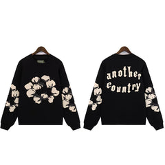"Denim Tears" Another Country Cotton Wreath Oversized Black Sweatshirt
