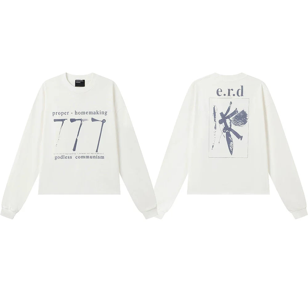 American ERD melancholy rich second-generation trendy brand cleanfit hem rolled edge long sleeved Vibe high street T-shirt couple style (2)