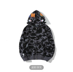 Foreign Trade Cross border Europe and America 2023 Hot Selling BAPE Shark Head Ape Head Hoodie 3D Hoodie Full Cap Zipper Hoodie (35)