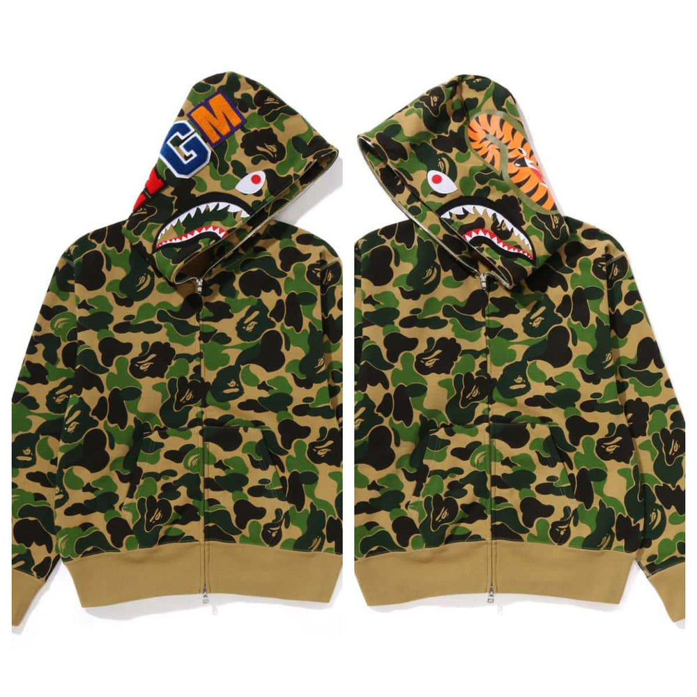 Cross border trendy brand BAPE monkey shark head full zipper cardigan jacket Y2K sweet cool style camouflage hooded sweatshirt (5)