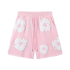 Denim Tears Cotton Wreath Graphic Shorts - Pink / Relaxed Streetwear Fit