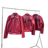 ERD melancholy rich second generation custom dyed PU lambskin loose silhouette short style big smoke embroidered leather jacket coat