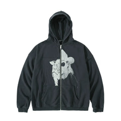 Roaring Little Eyes ERD24SS Melancholic Rich Second Generation Pig Madonna Cloth Tie Pulling Sweatshirt Hoodie (1)