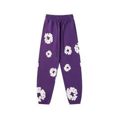"Denim Tears" Purple Floral Pattern Oversized Sweatpants
