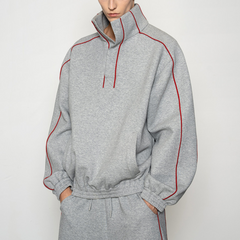 Emberthrone - Men's High-Neck Sweatshirt & Curved-Leg Jogger Set