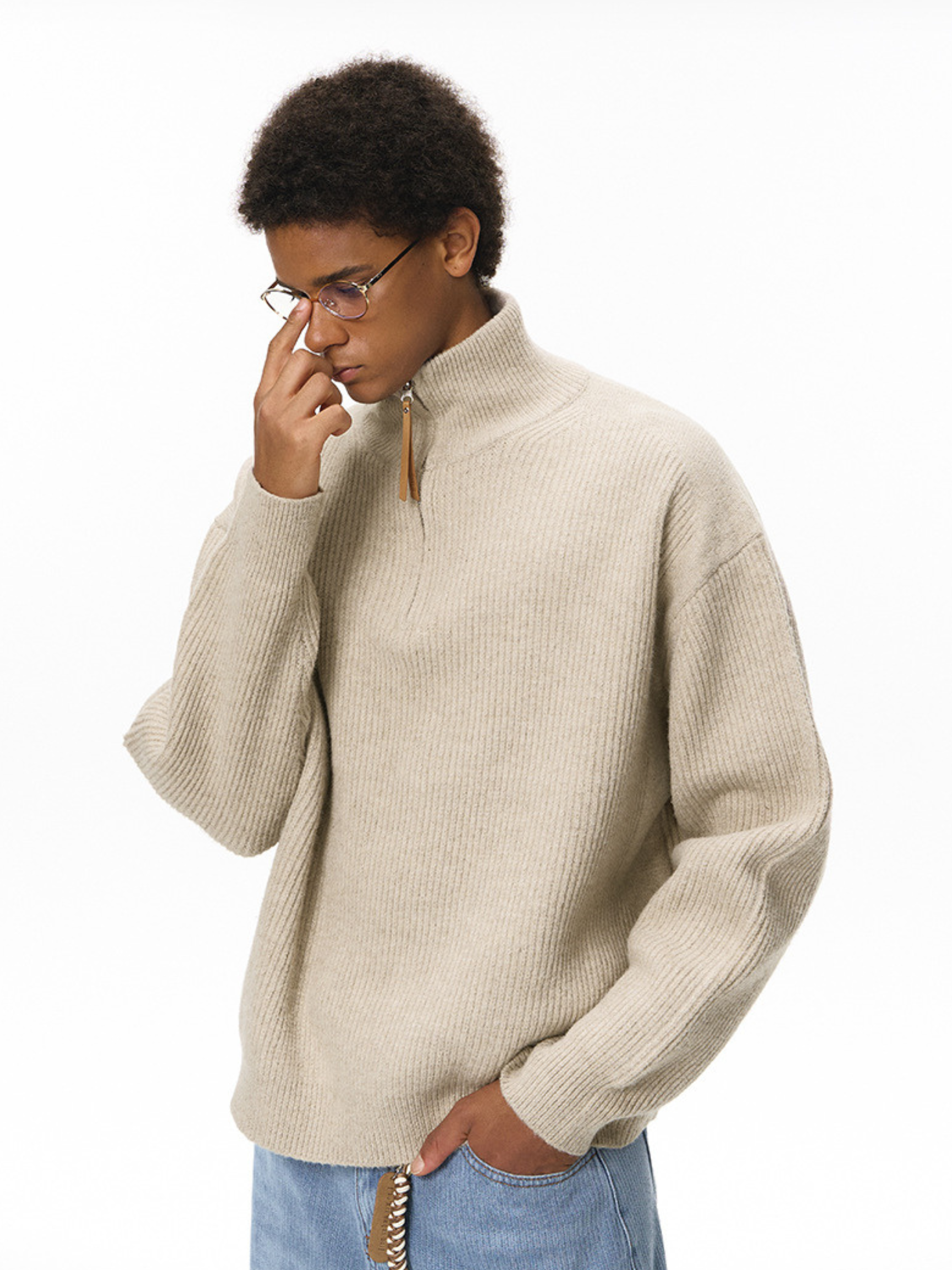 Thistle - Half-Zip High-Neck Knit Sweater
