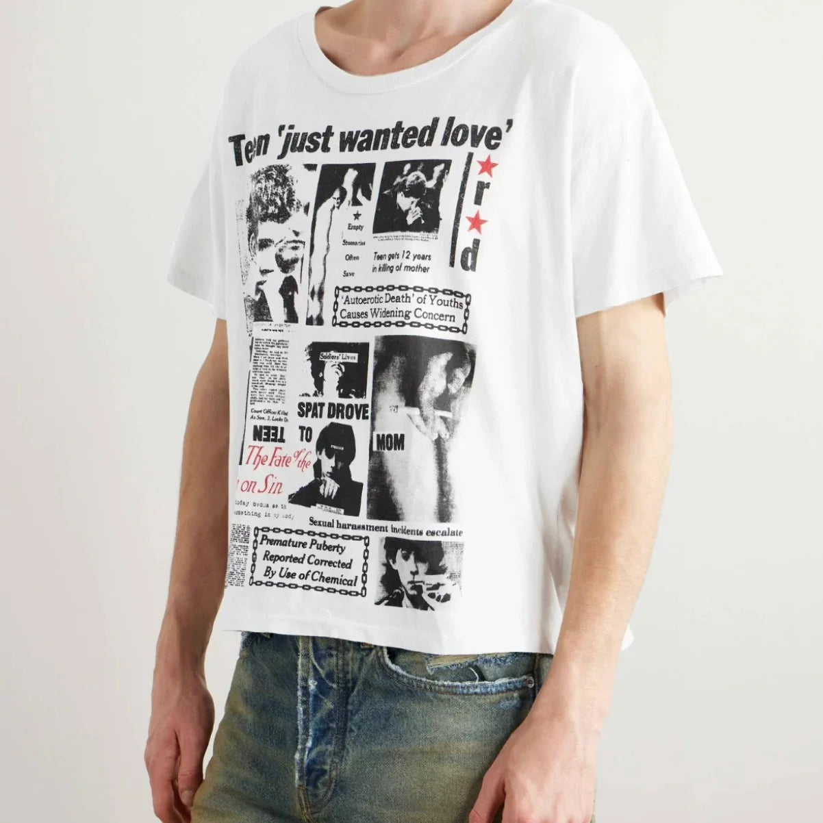 Erd24fw melancholic rich second-generation rebellious youth family trauma washing old short sleeved T-shirt boxy version