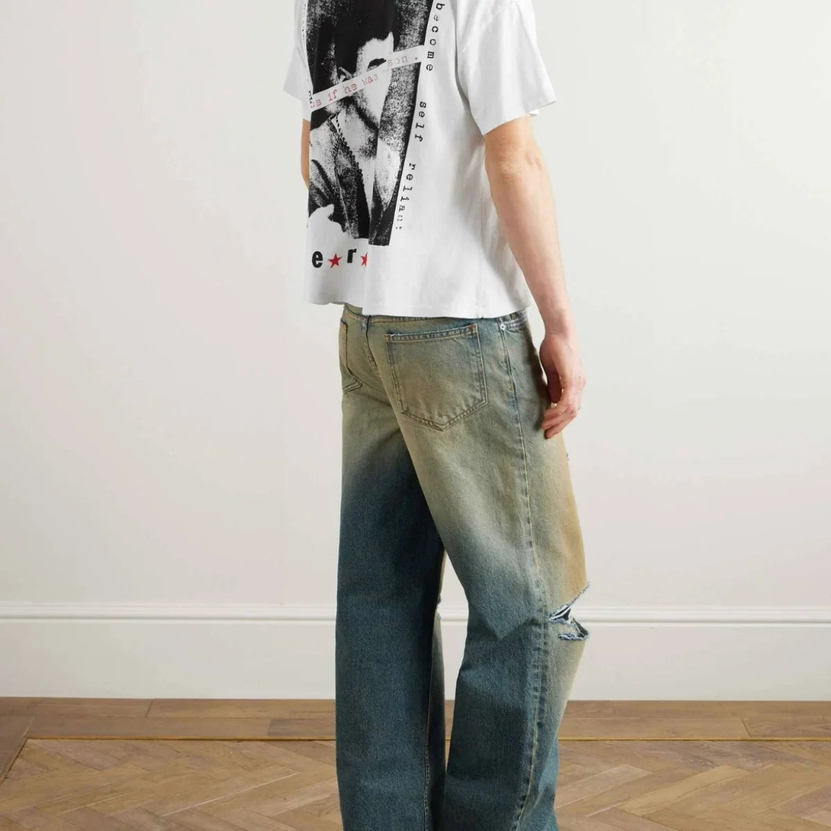 Erd24fw melancholic rich second-generation rebellious youth family trauma washing old short sleeved T-shirt boxy version