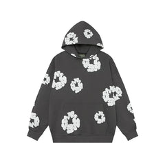 Denim Tears Cotton Wreath Graphic Hoodie - Charcoal Grey / Relaxed Streetwear Fit