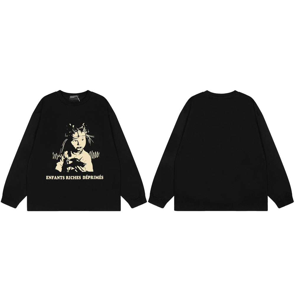 American ERD melancholy rich second-generation trendy brand cleanfit hem rolled edge long sleeved Vibe high street T-shirt couple style (24)