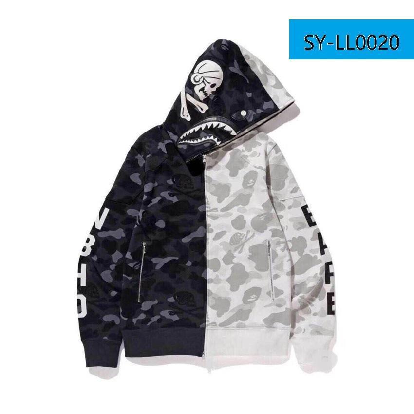 Foreign Trade Cross border Europe and America 2023 Hot Selling BAPE Shark Head Ape Head Hoodie 3D Hoodie Full Cap Zipper Hoodie (8)