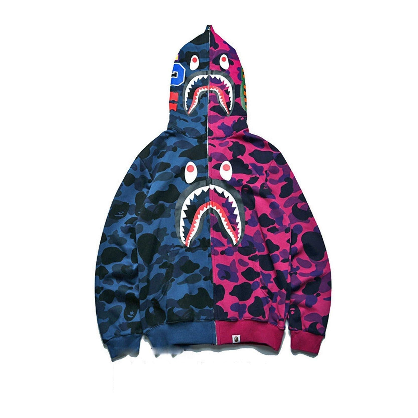 Foreign Trade Cross border Europe and America 2023 Hot Selling BAPE Shark Head Ape Head Hoodie 3D Hoodie Full Cap Zipper Hoodie (21)