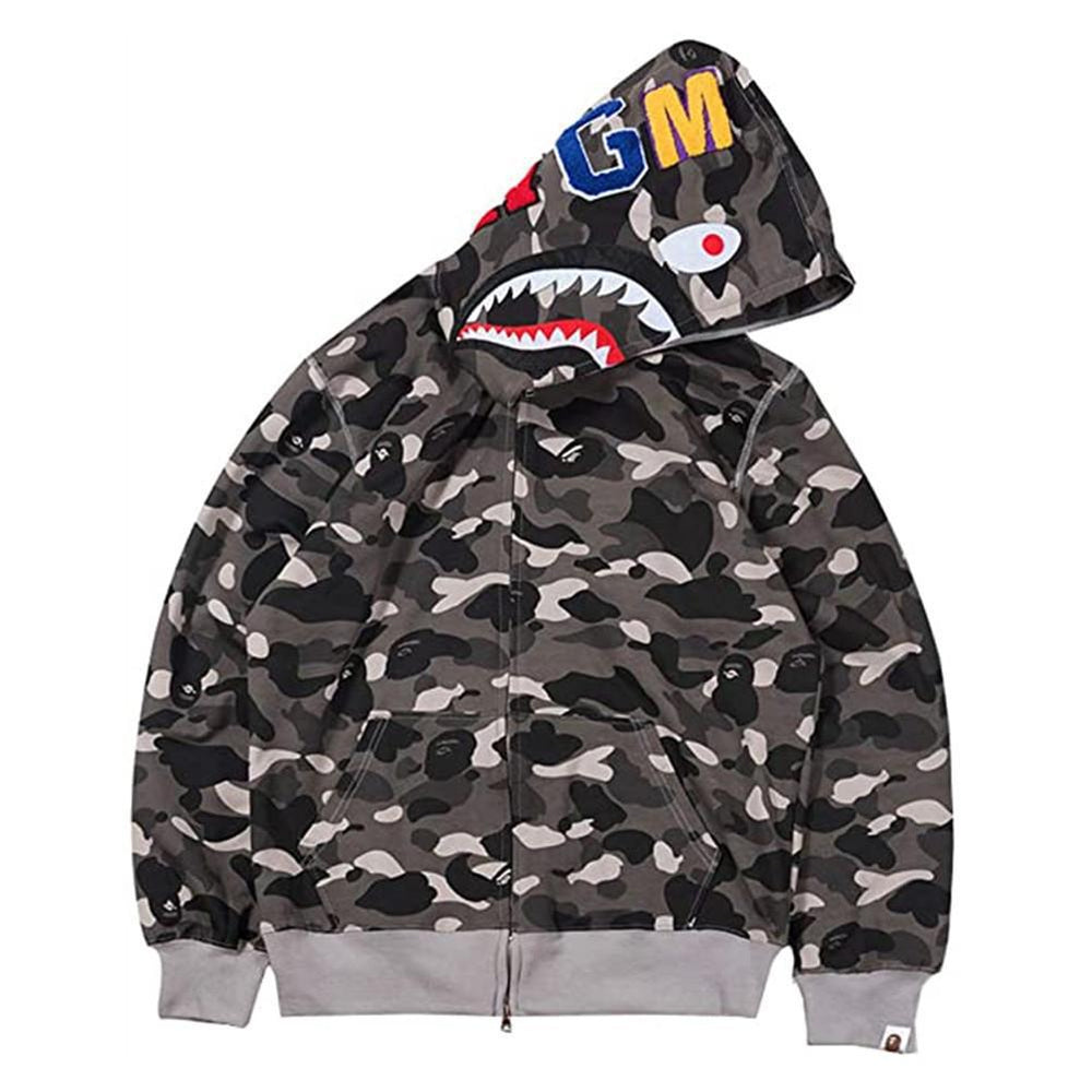 Foreign Trade Cross border Europe and America 2023 Hot Selling BAPE Shark Head Ape Head Hoodie 3D Hoodie Full Cap Zipper Hoodie (3)