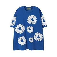 Denim Tears Cotton Wreath Graphic T-Shirt - Royal Blue / Oversized Streetwear