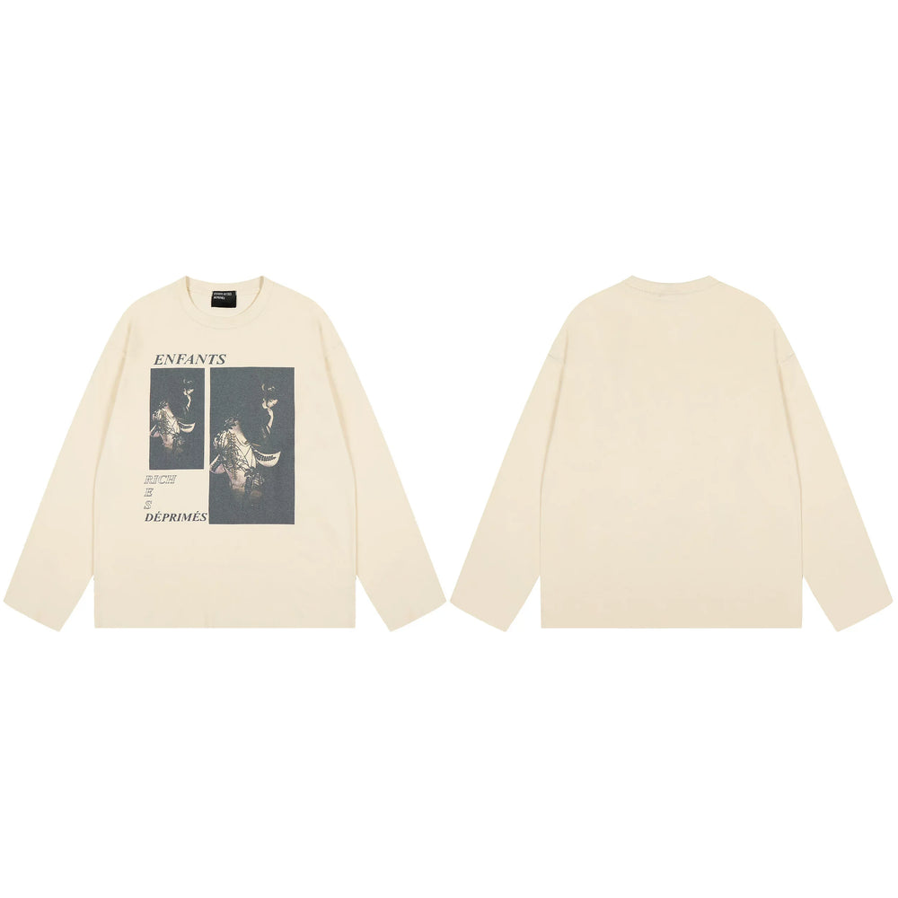 American ERD melancholy rich second-generation trendy brand cleanfit hem rolled edge long sleeved Vibe high street T-shirt couple style (18)