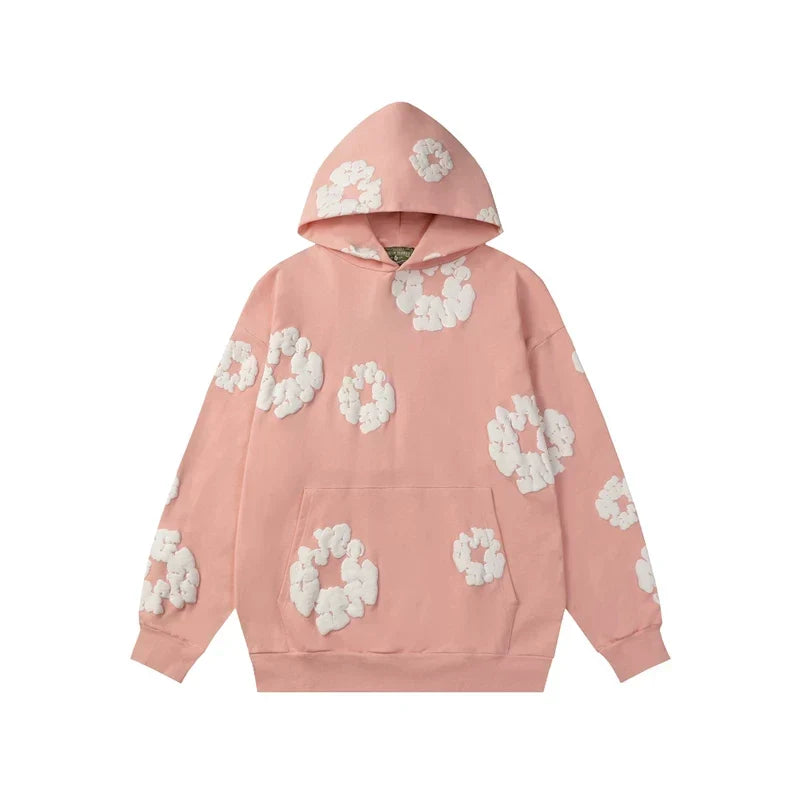 Denim Tears Cotton Wreath Graphic Hoodie - Pink / Relaxed Streetwear Fit