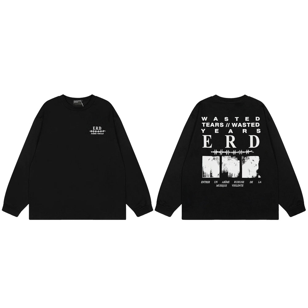 American ERD melancholy rich second-generation trendy brand cleanfit hem rolled edge long sleeved Vibe high street T-shirt couple style (22)