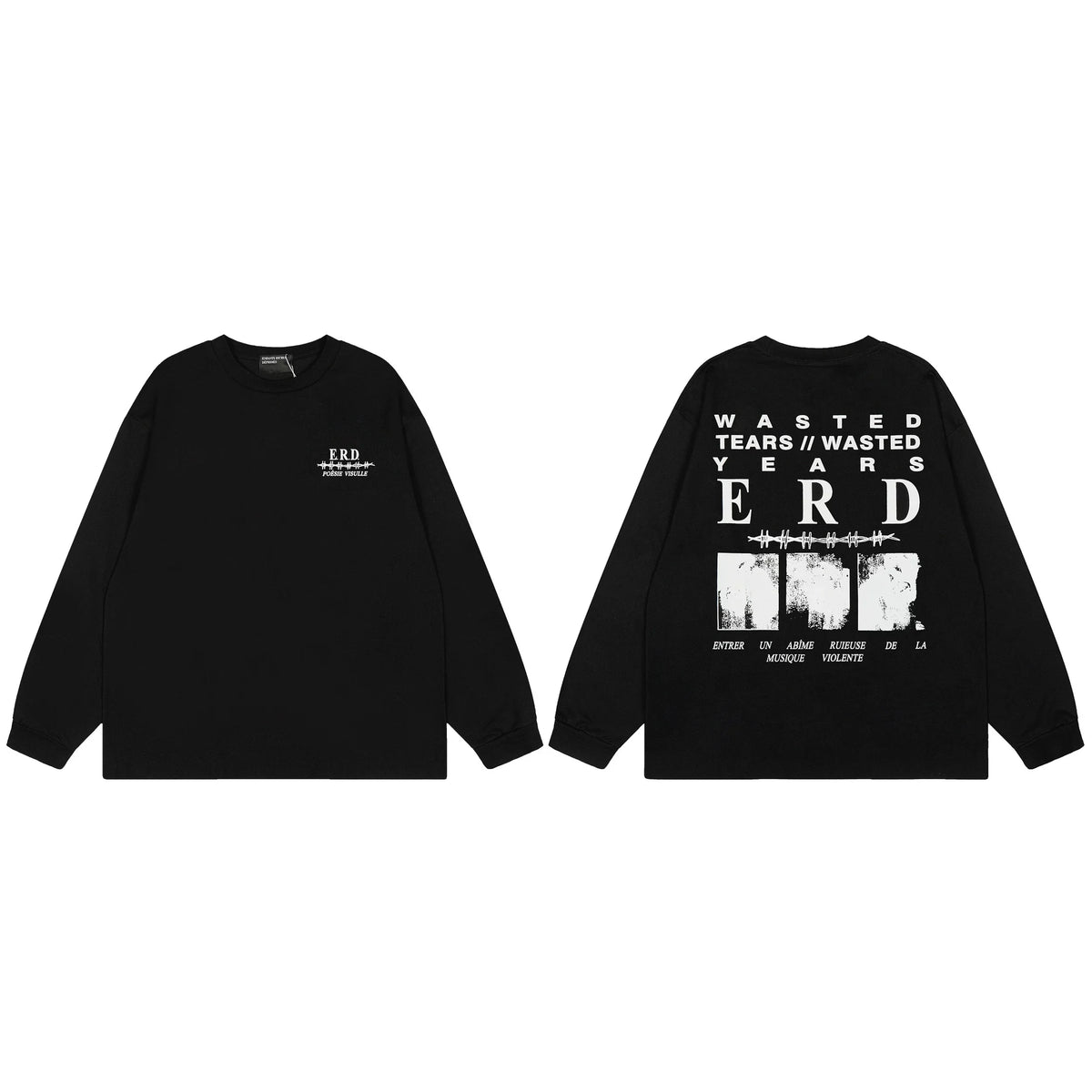 American ERD melancholy rich second-generation trendy brand cleanfit hem rolled edge long sleeved Vibe high street T-shirt couple style (22)