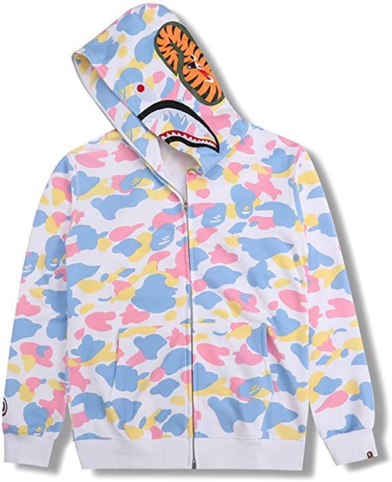 Foreign Trade Cross border Europe and America 2023 Hot Selling BAPE Shark Head Ape Head Hoodie 3D Hoodie Full Cap Zipper Hoodie (19)