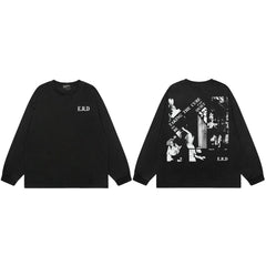 American ERD melancholy rich second-generation trendy brand cleanfit hem rolled edge long sleeved Vibe high street T-shirt couple style (23)