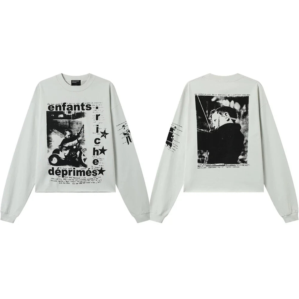 American ERD melancholy rich second-generation trendy brand cleanfit hem rolled edge long sleeved Vibe high street T-shirt couple style (1)