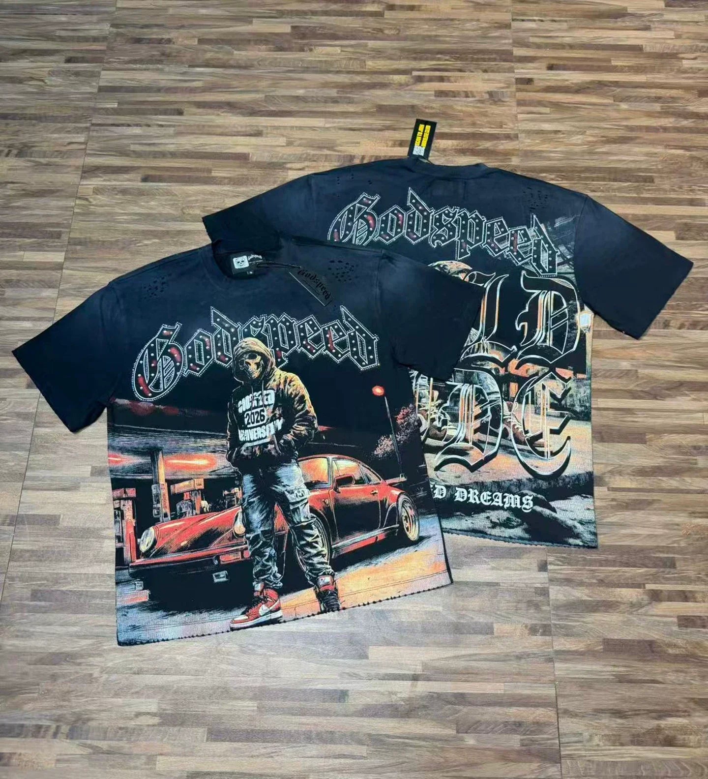 Godspeed Vintage Racing Car Graphic T-Shirt – Black