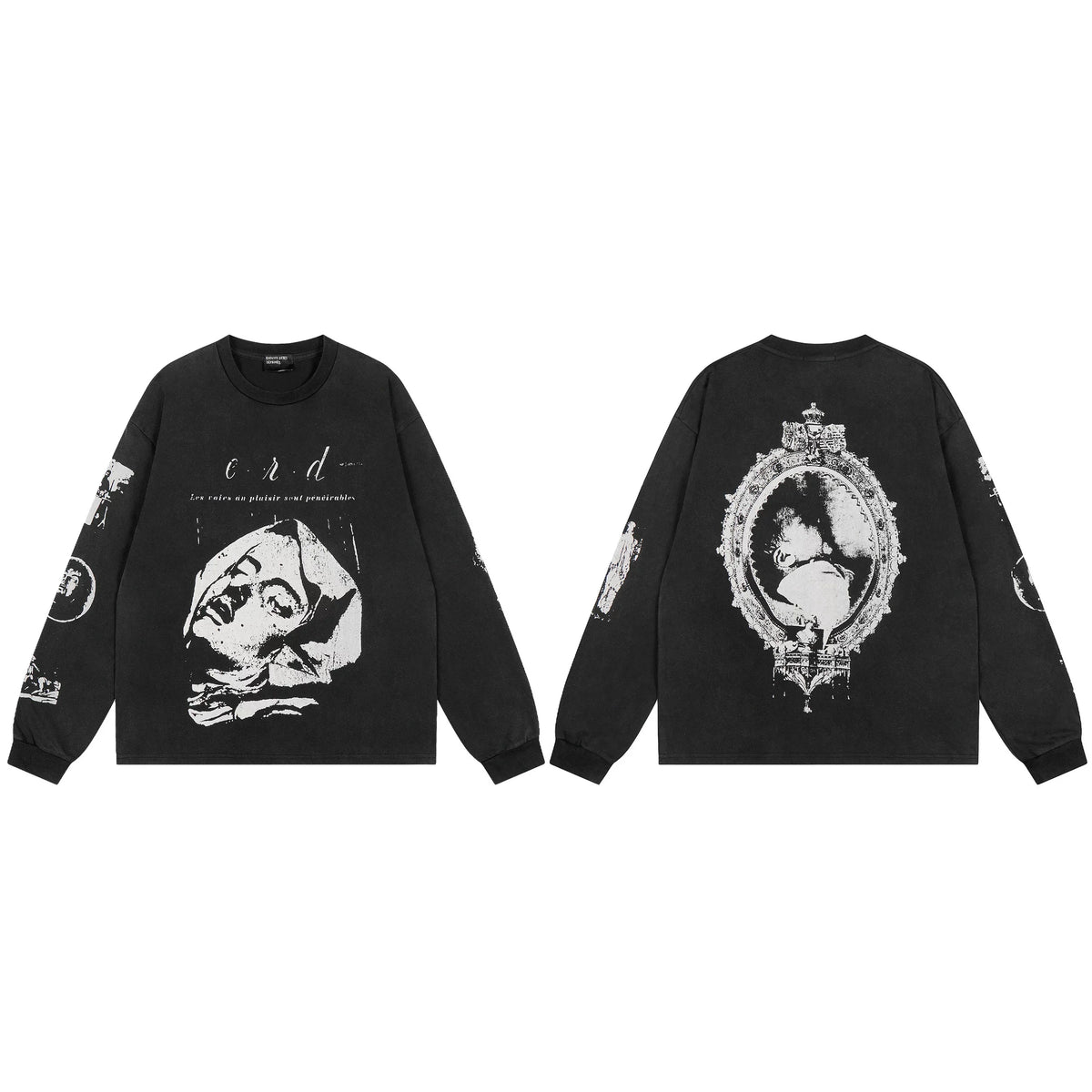 American ERD melancholy rich second-generation trendy brand cleanfit hem rolled edge long sleeved Vibe high street T-shirt couple style (14)