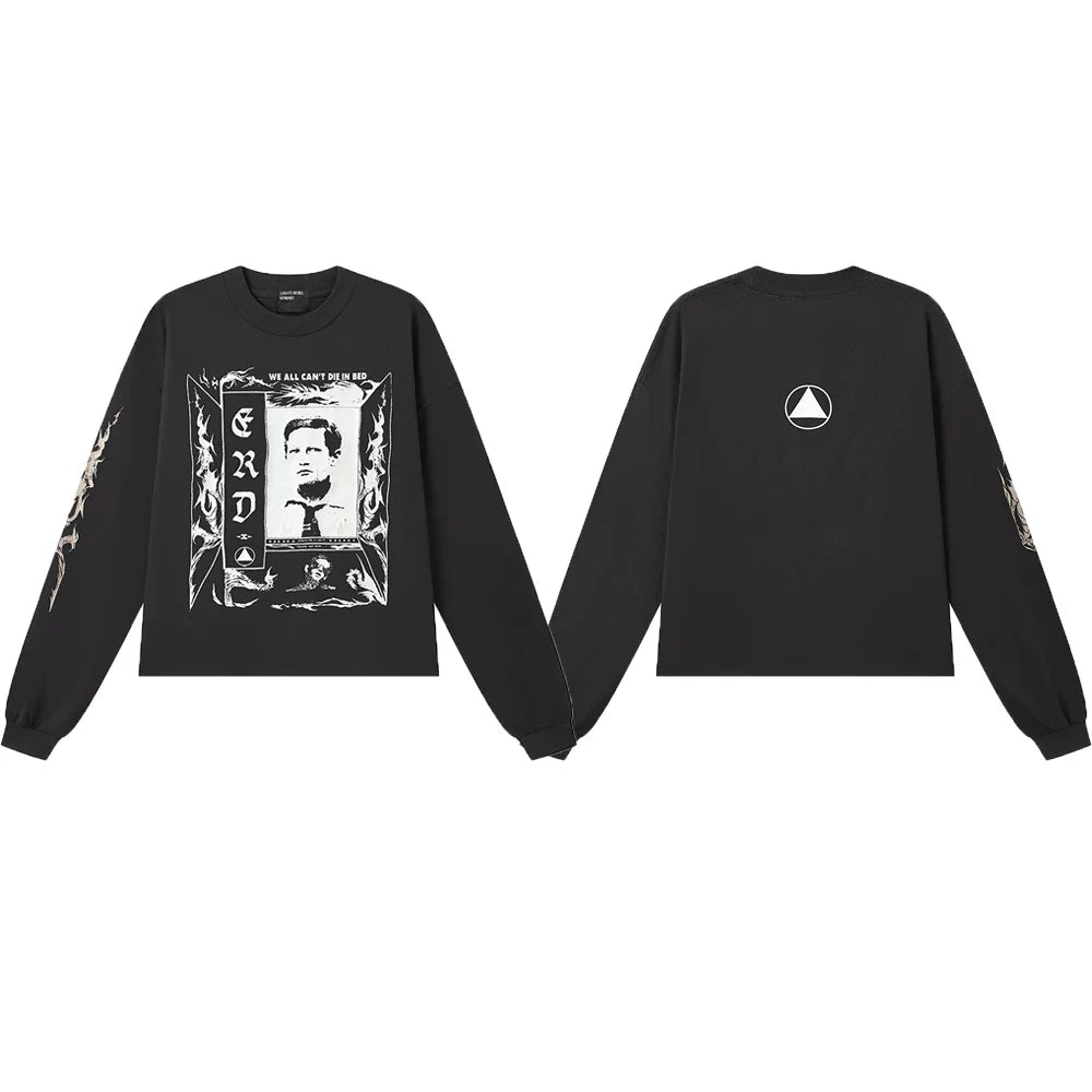 American ERD melancholy rich second-generation trendy brand cleanfit hem rolled edge long sleeved Vibe high street T-shirt couple style (5)