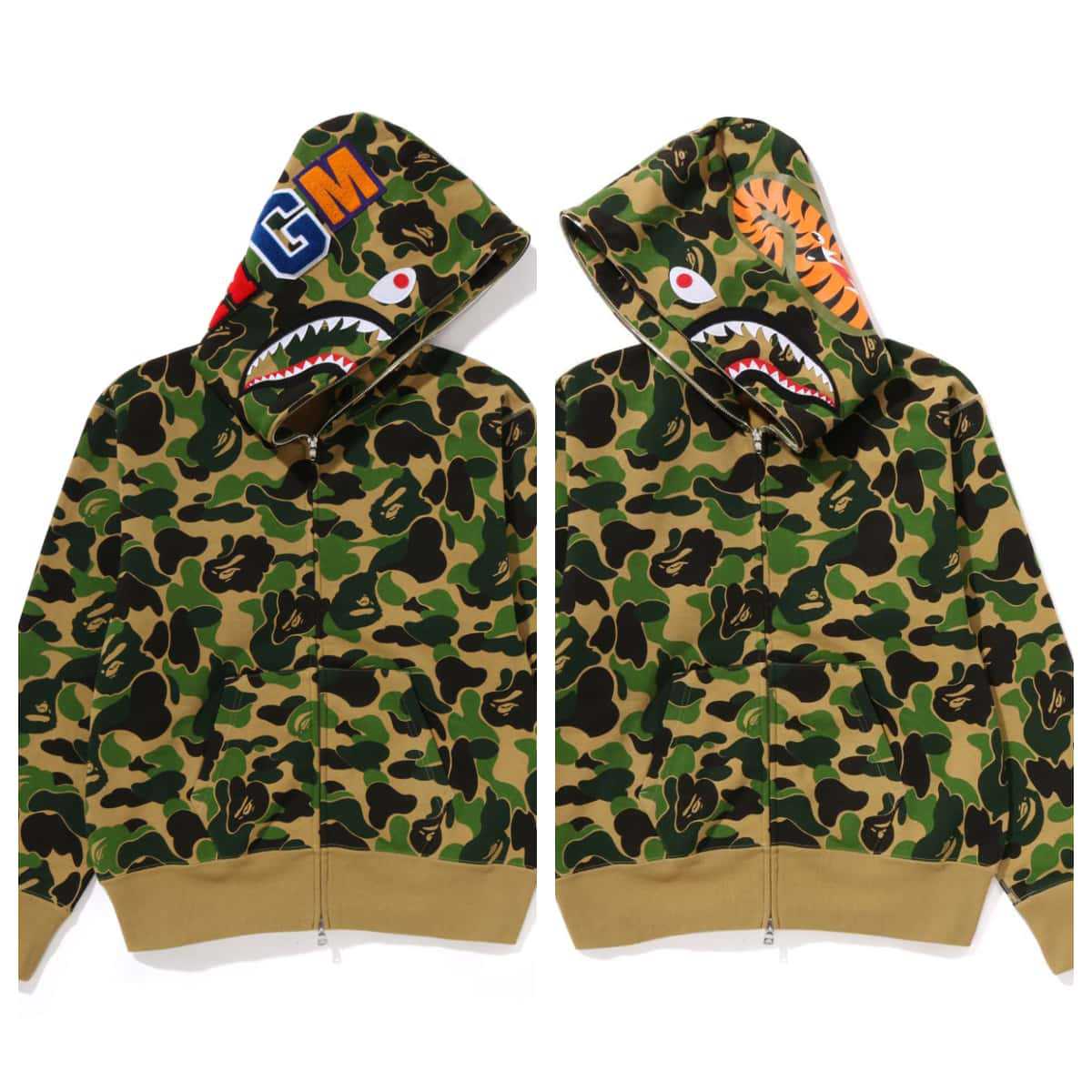 Cross border trendy brand BAPE monkey shark head full zipper cardigan jacket Y2K sweet cool style camouflage hooded sweatshirt (5)