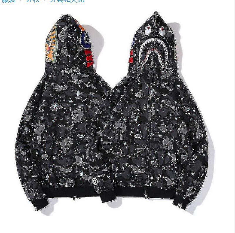 Foreign Trade Cross border Europe and America 2023 Hot Selling BAPE Shark Head Ape Head Hoodie 3D Hoodie Full Cap Zipper Hoodie (43)