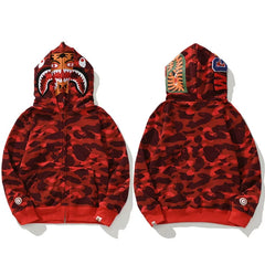 BAPE Style Camo Tiger Full-Zip Hoodie - Red