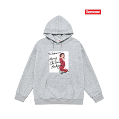 Cross border high version trendy brand Supreme letter printed hooded sweatshirt jacket, classic BOX looped hoodie for men and women (60)