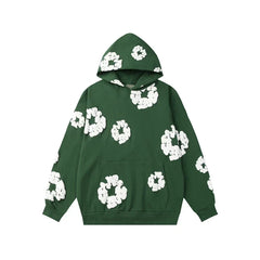 Denim Tears Cotton Wreath Graphic Hoodie - Forest Green / Relaxed Streetwear Fit